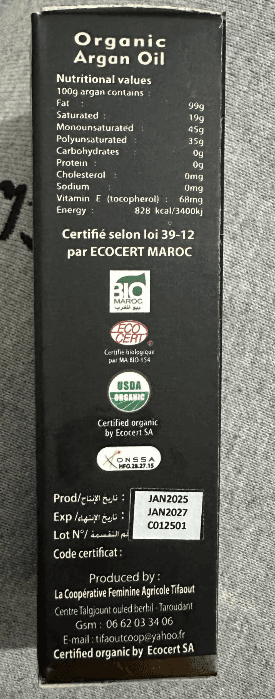 D'Argan Organic Argan Oil